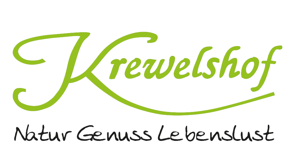 Logo Krewelshof mit der Aufschrift "Natur, Genuss, Lebenslust"