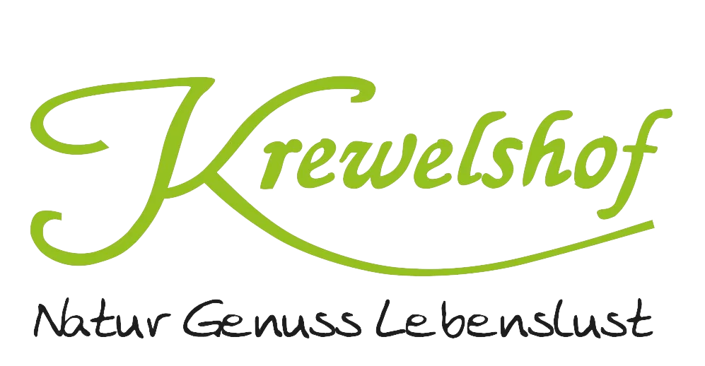 Logo Krewelshof mit der Aufschrift "Natur, Genuss, Lebenslust"