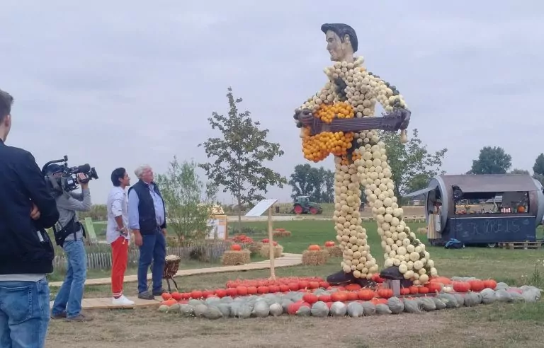 Elvisfigur aus Kürbissen.